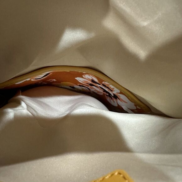 Anthropology Rachel Pally Fold Over Clutch Purse Orange Yellow Floral Reversable - Picture 10 of 10